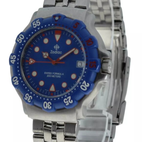 Rare Men's 38mm Blue/ Red ZODIAC Formula 1 Swiss Made Stainless Watch 760.81.60! - Picture 2 of 10